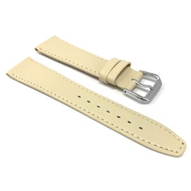 Bandini 20mm Italian Leather Watch Strap Band - Cream with Stitching - Classic - Slim
