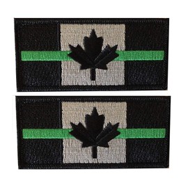X.Sem Green Line Canada Flag Patch - 2 Pack Tactical Patches Embroidery Military Emblem