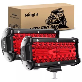 Nilight 6.5" LED Light Pod Red Triple Row 2PCS 120W Flood Spot Combo Lights