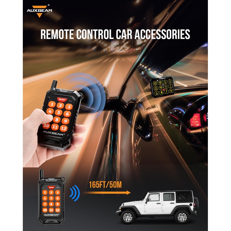 Auxbeam Wireless Remote Control for 12 Gang Switch Panel 433MHz