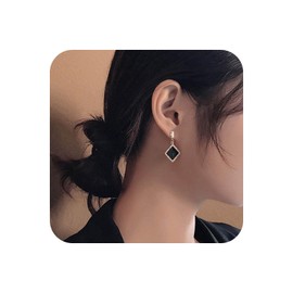 Yienate Geometric Round Crystal Earrings Vintage Black Disc Drop Earrings Wedding Rhinestone Circle Earrings Statement Crystal Stud Sparkling Prom Earrings Jewellery for Women and Girls, Crystal