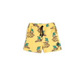 Koton Boys's Drawstring Pockets Crocodile Printed Cotton Shorts, Yellow Design(1d6)
