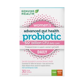 Genuine Health Probiotic for Women, 30 count, 50 Billion CFU, Natural daily digestive, immune, stress support, and vaginal pH balance, 15 diverse and balanced strains per capsule, Dairy, soy & gluten-free, Non-GMO, Vegan