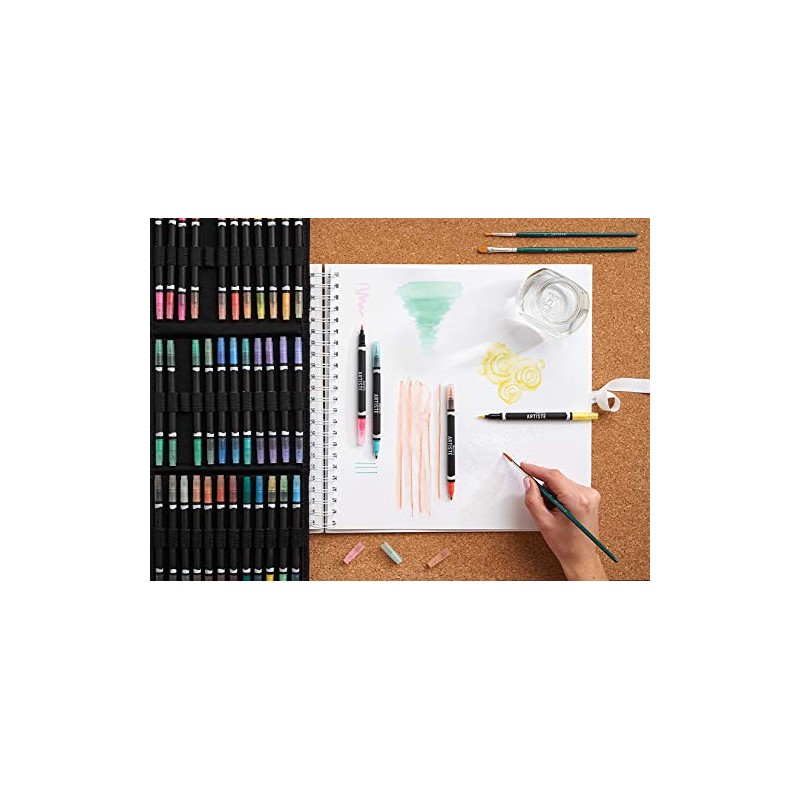 DOCRAFTS ARTISTE Watercolour Dual-Tip Pens and Caddy with Brush and