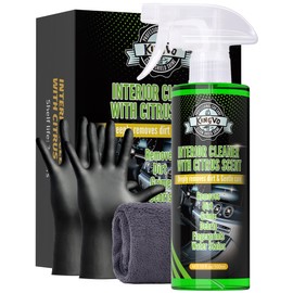Car Interior Cleaner Spray, Multipurpose Leather Seat Cleaner Upholstery Car Cleaning Kit with Citrus Flavor Auto Dashboard Vinyl Detailing Supplies Kit,10 OZ