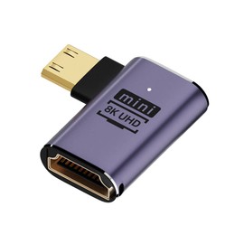 NFHK Right Angled Mini HDMI Male to HDMI 2.1 Female UHD Extension Gold Converter Adapter Support 8K 60hz HDTV