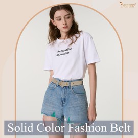 JASGOOD Women Leather Belt for Jeans Pants with Metal Pin Buckle Ladies Formal Beige Waist Belt(Beige)