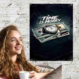 dalavoai Time is money tapestry 3x4 Ft Funny inspirational quotes decorative banner for room dorm office