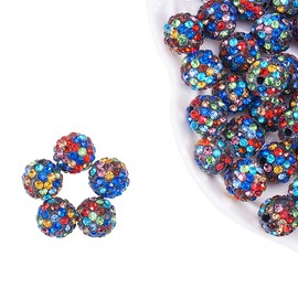 nbeads 100PCS mehrfarbige pflastern Disco Ball Perlen, 10mm Ton Strass Kristall Shamballa Perlen für DIY Schmuck Machen