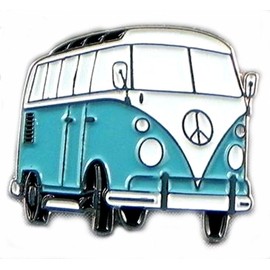 GBJUK Light Blue and White Campervan Enamel Pin Lapel Badge with Butterfly Clasp Back