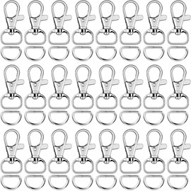SANNIX 120 Pcs Keychain Clip Hooks with D Ring Include 60Pcs Swivel Snap Hooks Lanyard Clip and 60Pcs D Ring for Purse Hardware Sewing Projects (1/2” Inside Width)