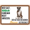 Ontrada Holzschild 12x18cm Glück anfassen Boxer Hund Holz Schild