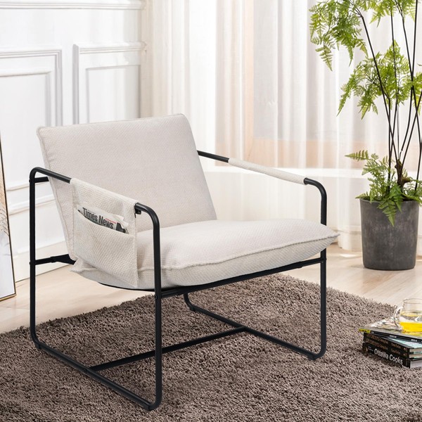 Nebuaegis Accent Chair with Metal Frame, Upholstered Living Room Chairs