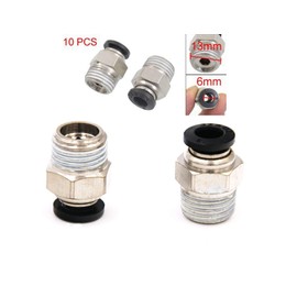 RUOFENG ペッフチューブ10個用クイック継手コネクタの1/4 Pt雄ネジ6Mmストレート空気圧プッシュ