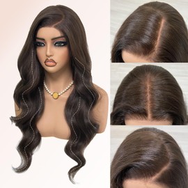 Lace Front Wig, 6x5 Wear and Go Glueless Body Wave Synthetic lace front Wigs, 26Inch Pre Plucked Pre Cut HD Lace Frontal Wig With Baby Hair (Chocolate Brown, 6x5)