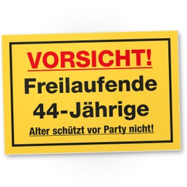 DankeDir! Freilaufende 44-Jährige - 30 x 20 cm Schild - Geschenkidee Geburtstagskarte Partydeko Geburtstagsdeko - Geschenk 44. Geburtstag Freundin Frauen 44 Jahre Geburtstagsgeschenk 44er