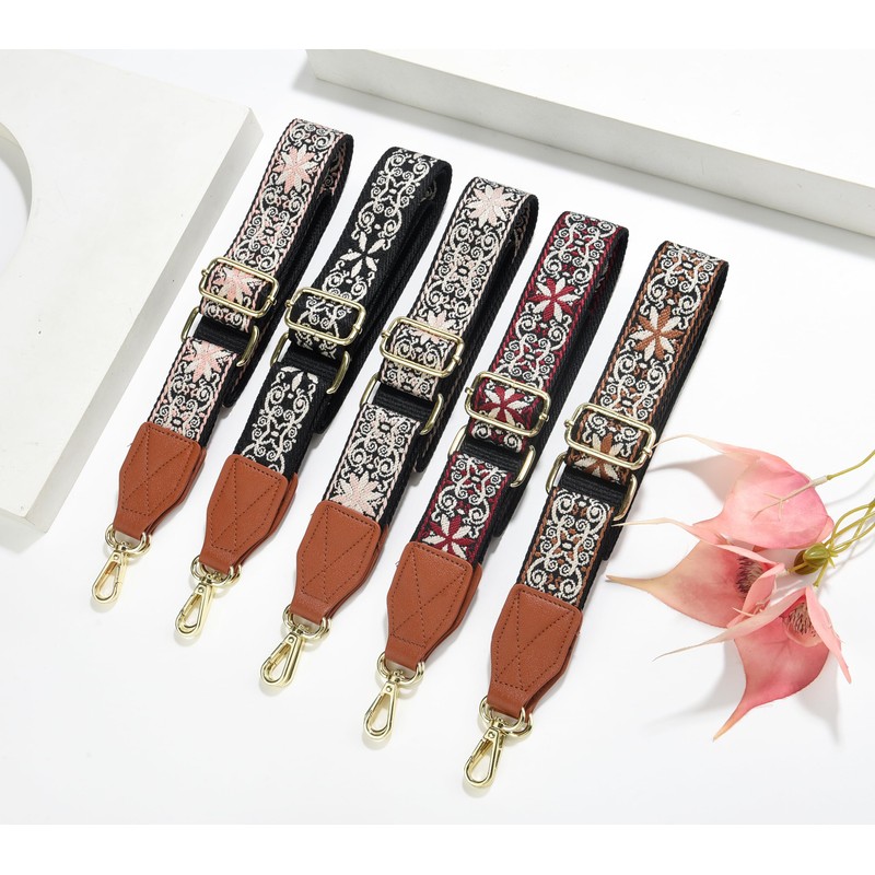Purse Strap,1.5" Leather End Shoulder Strap Adjustable Replacement,Retro Multi-Pattern Crossbody