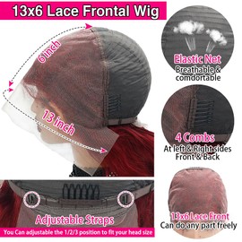 99j Burgundy Lace Front Wigs Human Hair 250% Density 13x6 Body Wave Lace Front Wigs Human Hair Pre Plucked Glueless Red Wig Wine Red Lace Front Wigs Human Hair Wigs for Women 26inch
