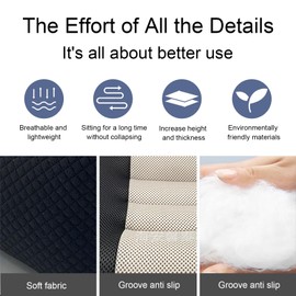 Sonhomay Car Booster Seat Portable Ergonomic Seat Cushion Height Increase Boost Mat with Handle for Car Office Home