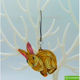 Rabbit, Home Decorations Holiday Decor, Handmade Ornament for Animal Lovers, quilled ornament, Handbag Backpack Bag Purse Mobile Phone Car Hanging Decorations by GREENHANDSHAKE