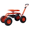 Rolling Garden Cart Seat with Wheels and Tool Tray, Garden