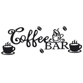 Entemah Letrero de Metal Rústico, Arte de Pared de Café, Decoración de Pared de Metal Negro Letrero, Letrero de Pared con Corte de Metal en 3D, Decoración de Pared de Metal Rústico