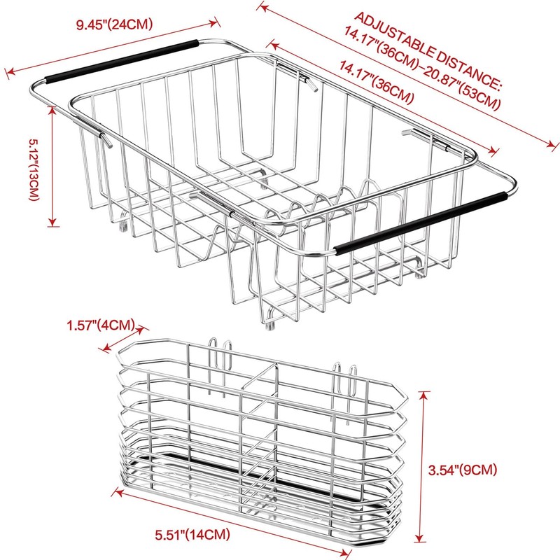 SwetLao Dish Drainer Rack in Sink Adjustable, Expandable 304 Stainless