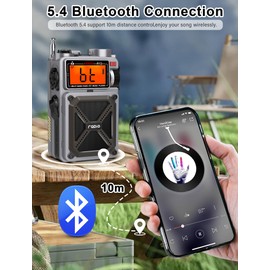 Digital Shortwave Radio with Bluetooth 5.4,AM/FM/SW with NOAA Weather Alert, 4000mAh Emergency Radio Hand Crank Solar,5W Speaker/SOS/Flashlight/Support SD Card USB MP3 Player for Emergency