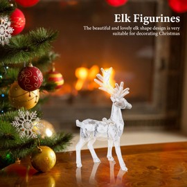 Beavorty Animal Table Decoration Reindeer Christmas Decoration, 2Pcs Acrylic Elk Crystal Figurines Ornaments for Home Office Desk Table Winter Decor, Holiday Reindeer Xmas Decoration Elk Ornament
