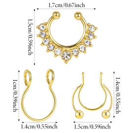Mabor 6 Pcs Septum Nose Rings For Women Fake Nose Rings Septum Piercings Clip On, Non-Piercing Faux Ring & Hoops for Women & Men