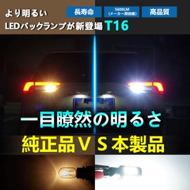 New T16 LED Back Lamp, Explosive Light, High Brightness, 5600 Lumens, Built-in Canceller, Single, Reverse Light, Tail Lamp, 12 V, Backlight, Non-Polarity, 6,500k, White, Set of 2