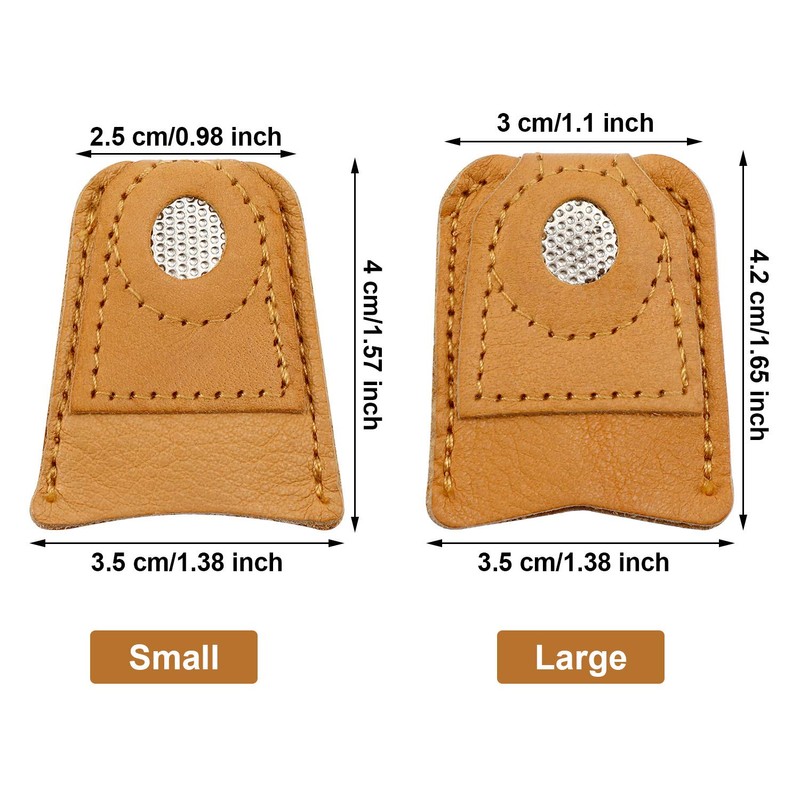 4 Pieces Leather Thimble Hand Sewing Thimble Finger Protector Coin