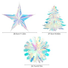 LOKIPA 3 Pack Christmas Hanging Decorations, Christmas Foil Ceiling Decoration Festive Hanging Decorations for Xmas New Year Party Supplies