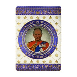 Elgate King Charles III Coronation Foil Stamped Magnet Commemorative Memorabilia Souvenirs Gift Home Deco (By LILAJ),8.5X6 cm