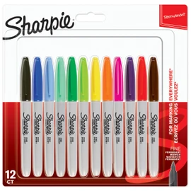 Sharpie Permanent Markers | Fine Point for Bold Details | Assorted Colours | 12 Count