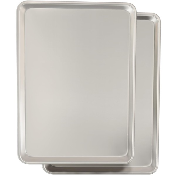 Commercial Quality Baking Sheet Pan Set, Natural Aluminum Cookie Sheet,