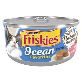 Purina Friskies Wet Cat Food Pate Ocean Favorites With Natural Salmon, Brown Rice and Peas - (Pack of 24) 5.5 oz. Cans