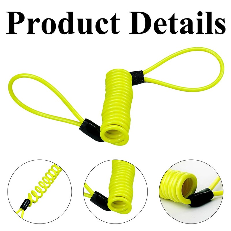 2Pcs 1.5m Yellow Motorcycle Disc Lock Reminder Cable Lock Security