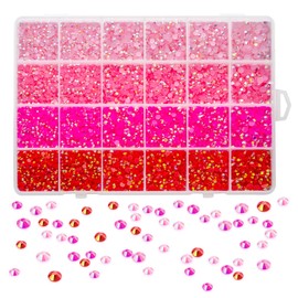 Liiouer Hot Pink Rhinestones, Crystal Bling Gemstones Mixed Color Rhinestones for Crafts, 16000PCS AB Color Non-Hotfix Flatback Resin Jelly Rhinestones for Tumblers, DIY Decoration Mixed Size 3/4/5mm