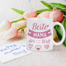 Diztoud Tasse Mama, Muttertagsgeschenke für Mama, Beste MAMA der Welt Tasse, Mutter Geschenk Muttertag, Lustige Geschenke zum Muttertag, Weihnachtsgeschenke, Geburtstagsgeschenk, 325ml Kaffeetasse