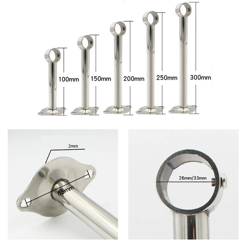 Mdurian 4 pieces curtain rod bracket, stainless steel wall bracket,