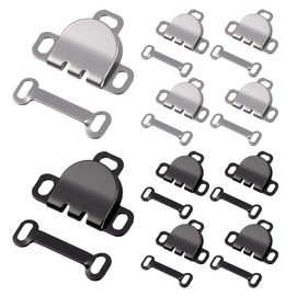 ZEYIYER 10 Sets Hook and Eye Fastenings for Clothes, Black Silver Trouser Fasteners Hook and Bar, Metal Hooks and Eye Latch Closure Replacement for Jeans Sewing DIY Crafts