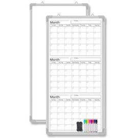 Lincia 36" x 18" Double Sides Dry Erase Calendar for Wall Undated Dry Erase Calendar Planner Aluminum Frame Whiteboard for Home School Office Projects Wall Fridge
