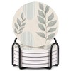 VEYRO Absorbent Ceramic Coasters Set of 6 with Holder