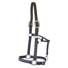 Dover Saddlery Ribbon Trim Breakaway Halter, Color: Navy Bit by Bit, Size: Oversize-O/S