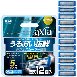 KAI axia Razor Replacement Blades, 12 Pieces, Men's Razor, Shaving, T-Shape, 5 Blades, Kai Razor