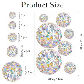 21 Pcs Circle Window Decals for Birds Strikes - Prismatic Rainbow Anti-Collision Bird Deflectors Suncatch Stickers Rainbow Window Clings for Glass Windows Strike Prevention