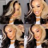 xccoco Long Wavy Wigs for Women Black Highlighted Wig Body