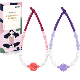Chew Necklaces for Sensory Kids Adults, Flower Chewy Necklace Sensory Toys for Autism Nail Biting Anxiety, Fidget Necklace Oral Chew Toys, ADHD Tools for Boys Girls