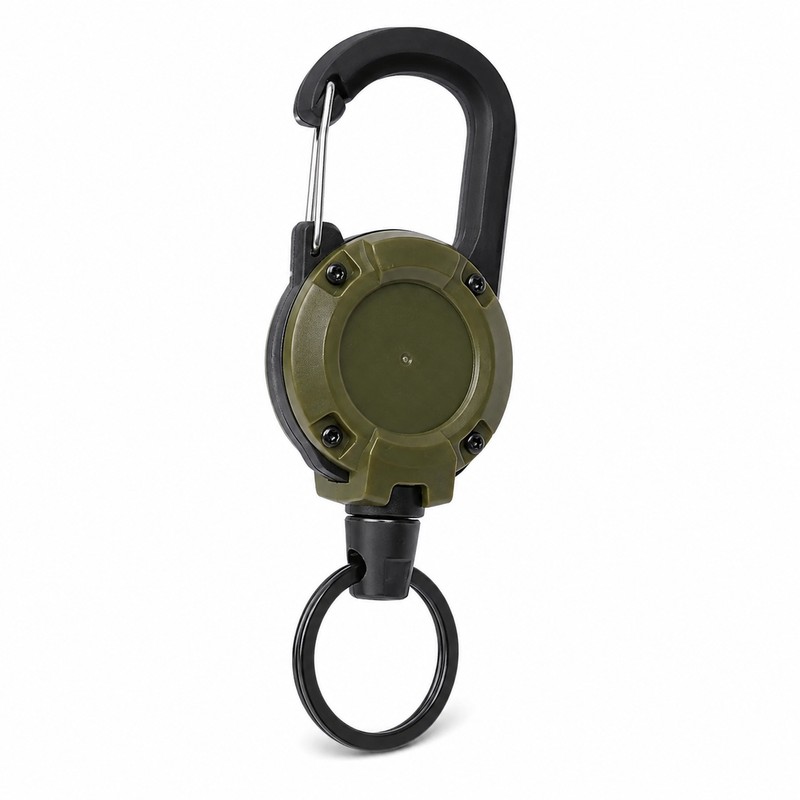 Heavy-Duty Retractable Keychain Carabiner with 23.62-Inch Steel Wire Reel